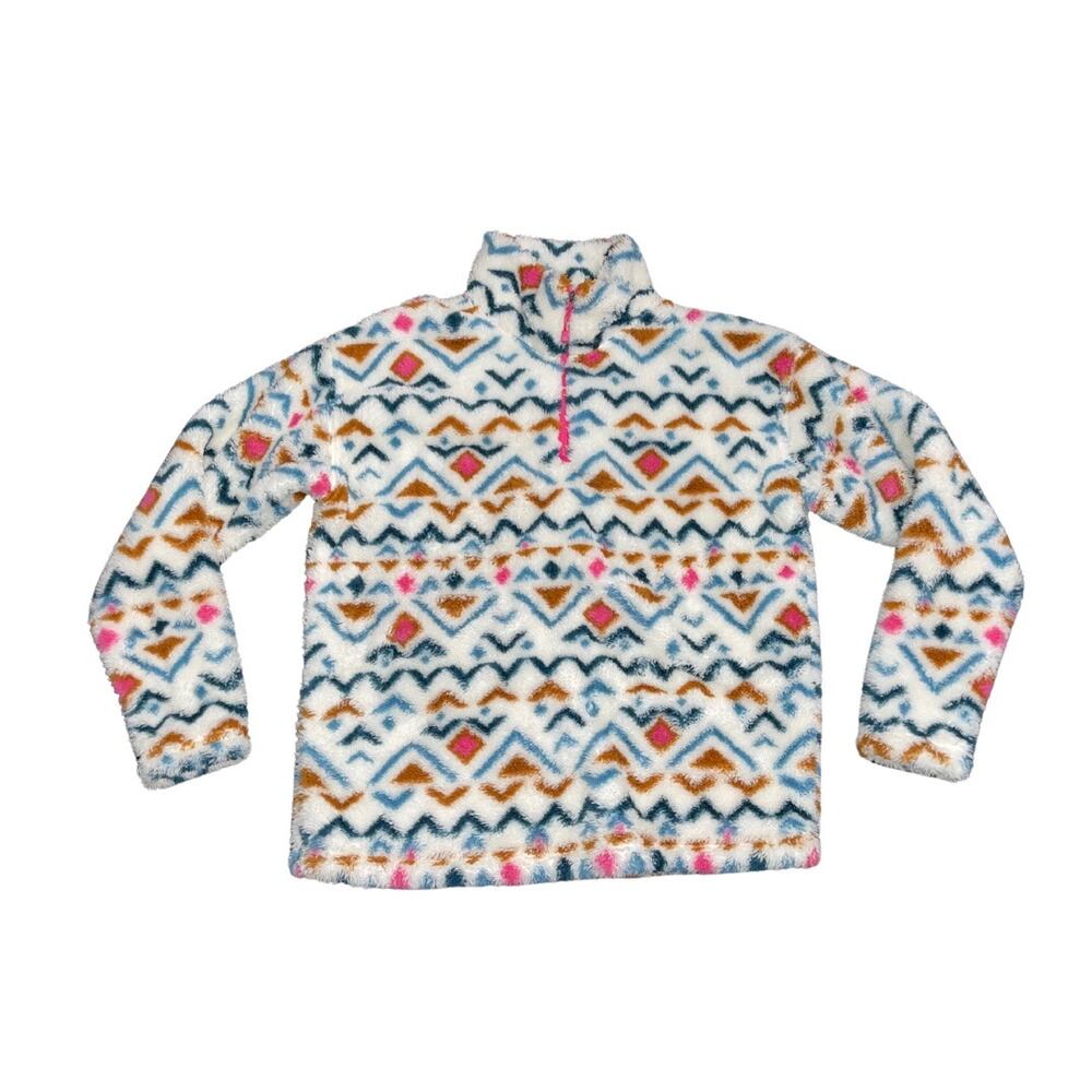 Eddie Bauer Midweight Plush Quarter zip fleece Pullover Sweater Southwestern